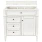 James Martin Vanities Brittany 36" Single Bathroom Vanity in Bright White with 3 cm Arctic Fall Solid Surface Top and Rectangle Sink, , large