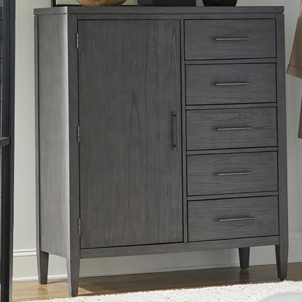 Riva Ridge Preston 5-Drawer Door Chest in Urbane Grey, , large