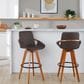 Lumisource Cosmo Swivel Barstool with Brown Cushion in Walnut and Black, , large