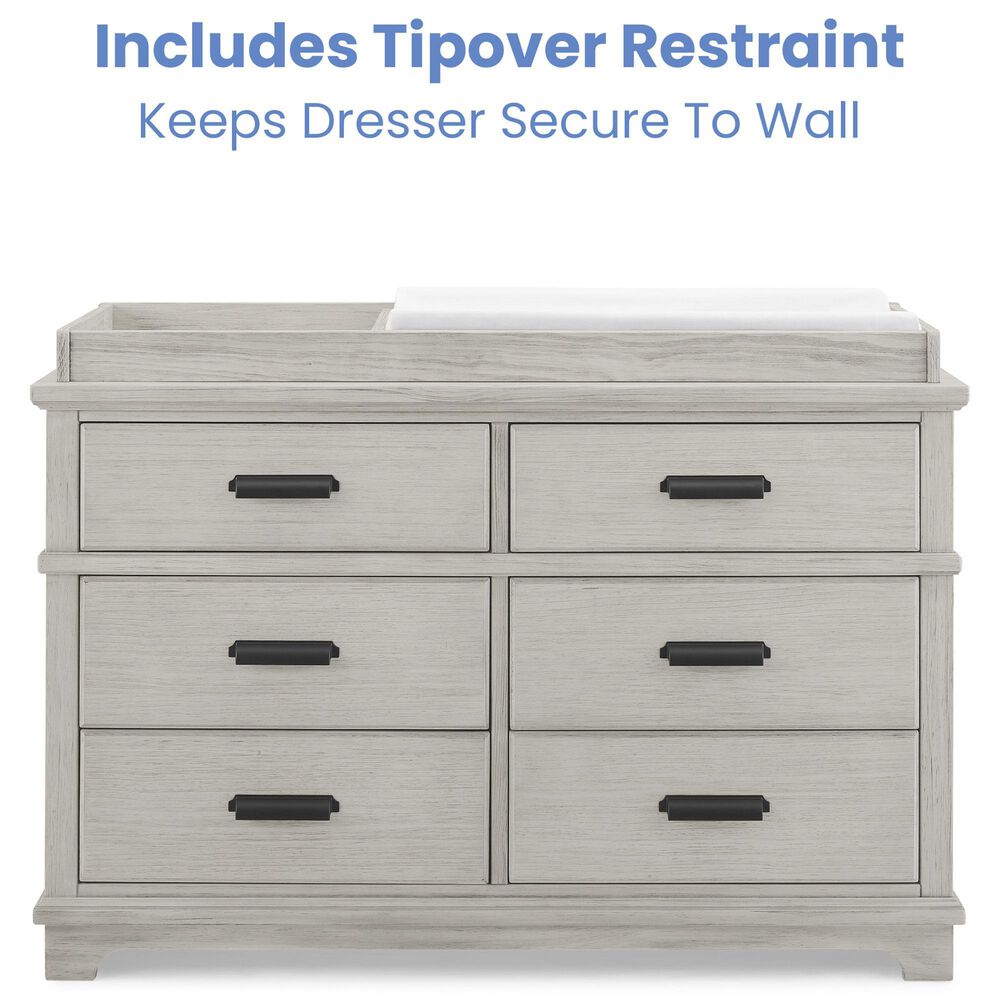 Delta Children Asher 6-Drawer Dresser with Changing Top in Rustic Mist, , large