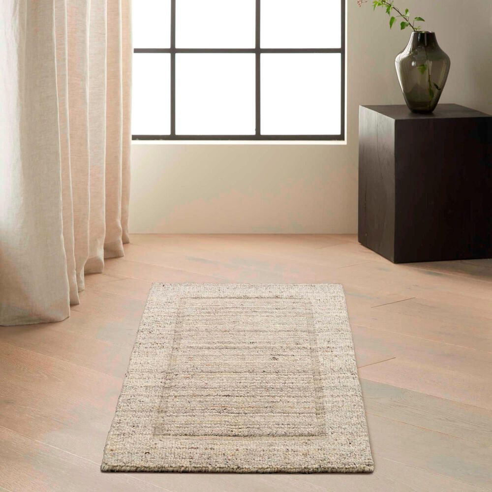 Nourison Ridge Grey and Ivory 2' x 3' Area Rug, , large