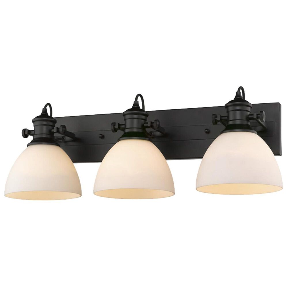 Golden Lighting Hines 3-Light Bath Vanity in Black with Opal Glass, , large