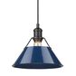 Golden Lighting Orwell 1-Light Medium Pendant with Matte Navy Shade in Matte Black, , large