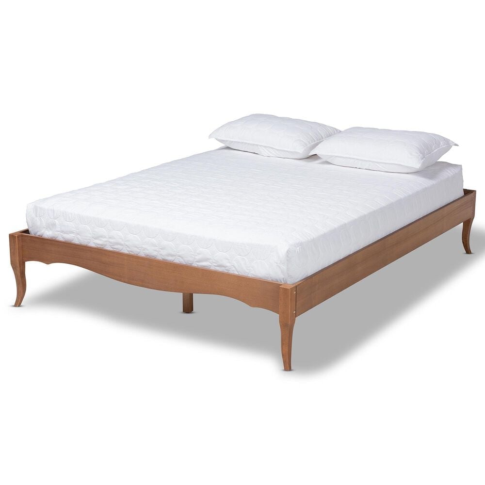Baxton Studio Marieke King Platform Bed Frame in Walnut Brown, , large