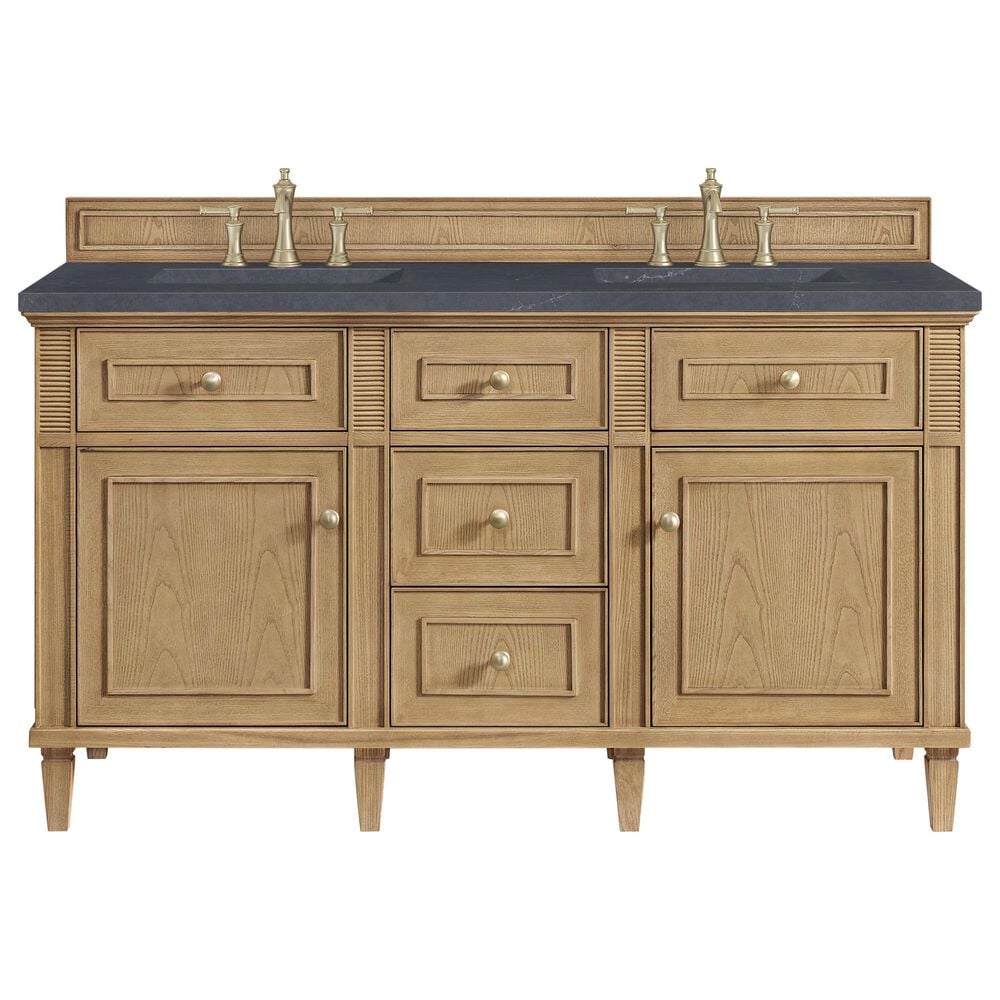 James Martin Vanities Lorelai 60&quot; Double Vanity in Light Natural Oak with 3 cm Charcoal Soapstone Quartz Top, , large