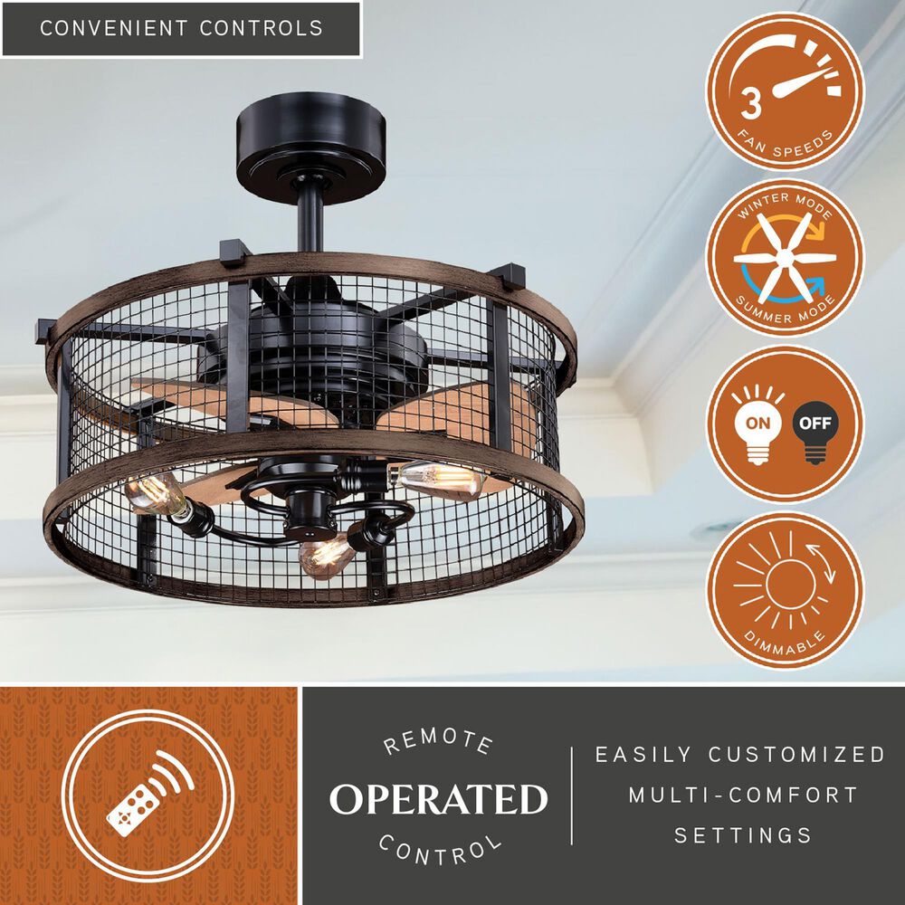 Vaxcel Humboldt 21" LED Ceiling Fan in Oil Rubbed Bronze and Burnished Teak, , large