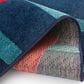 Central Oriental Terrace Tropic Anchored Stripes 5" x 7"3" Sapphire and Coral Area Rug, , large