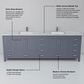 Lexora Home Jacques 84" Double Bathroom Vanity in Dark Grey with 2 cm White Carrara Marble Top and Rectangular Sinks, , large