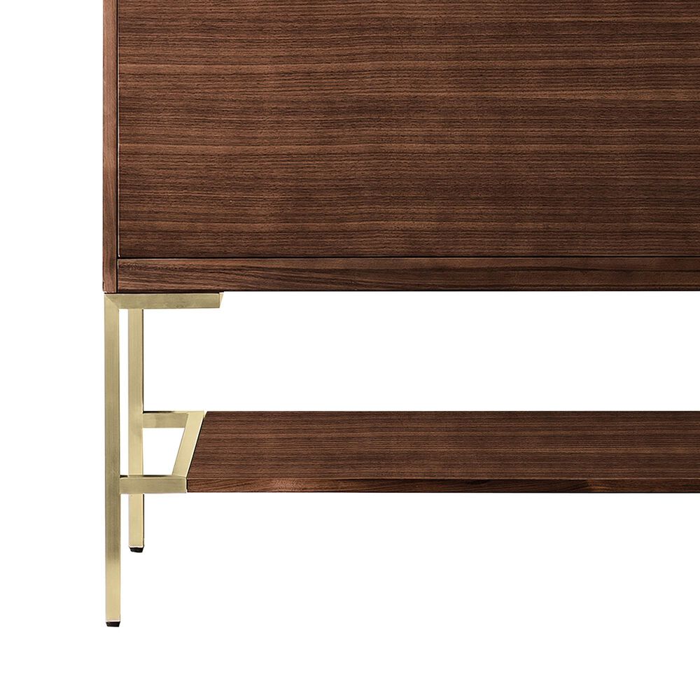 James Martin Vanities Mantova 35.4&quot; Single Vanity in Mid-Century Walnut and Champagne Brass with 3 cm Charcoal Black Composite Stone Top and Rectangular Sink, , large
