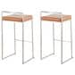 Lumisource Fuji Stackable Barstool with Camel Faux Leather in Stainless Steel (Set of 2), , large