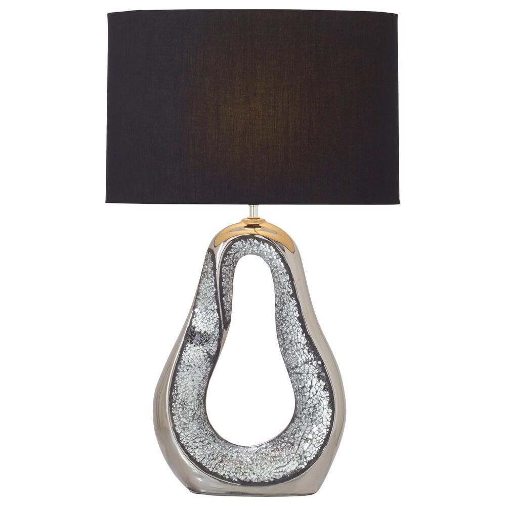 Maple and Jade Glam Ceramic Table Lamp in Shiny Silver (Set of 2), , large
