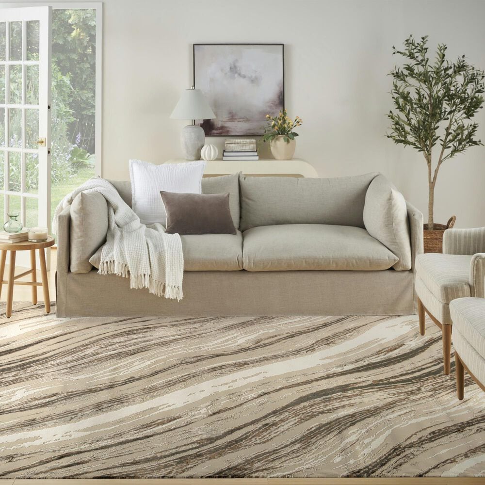 Nourison Sustainable Trends SUT05 7&#39;10&quot; x 9&#39;10&quot; Beige and Grey Area Rug, , large