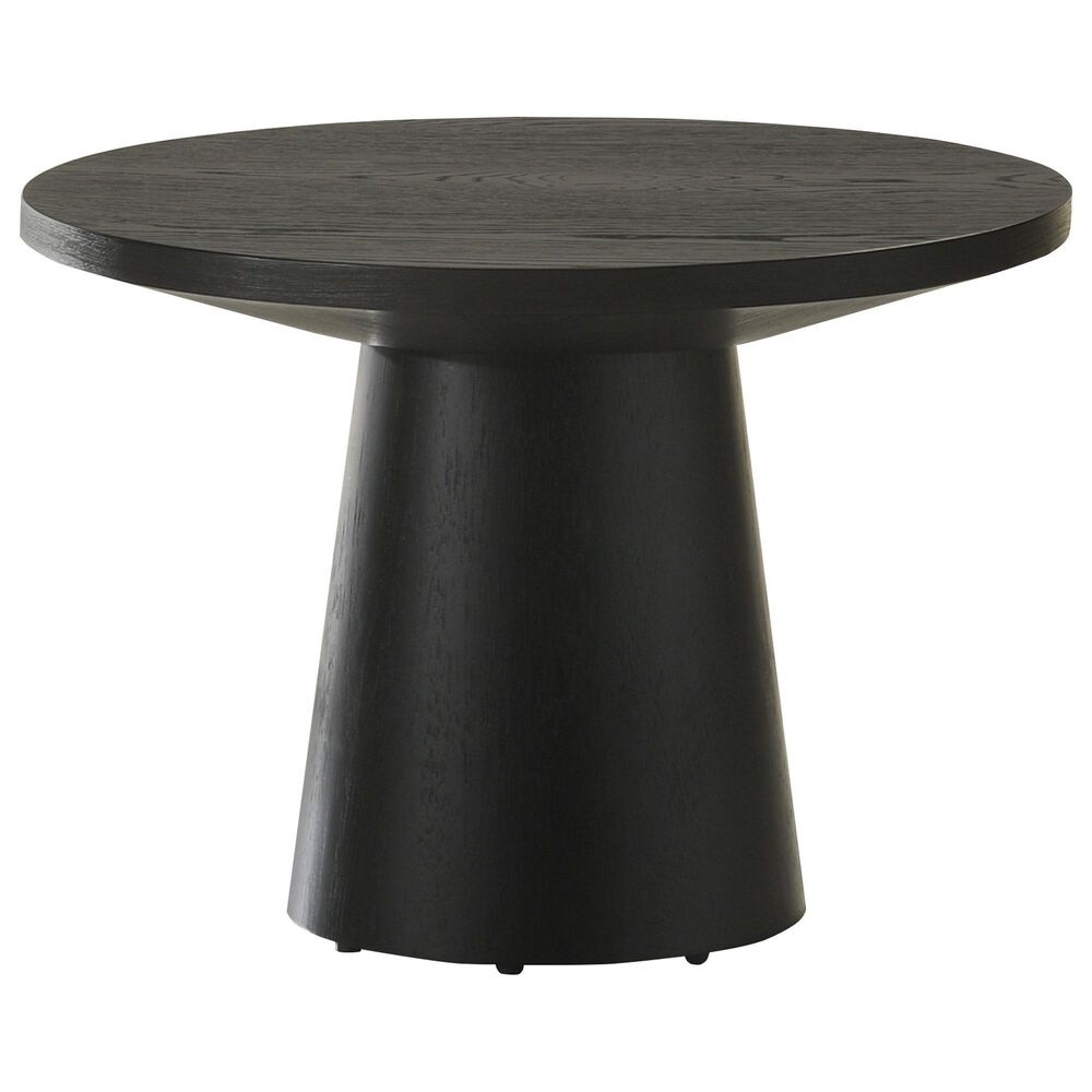 HOMLUX 22"W Round End Table with Natural Wood Grain in Ebony Black, , large