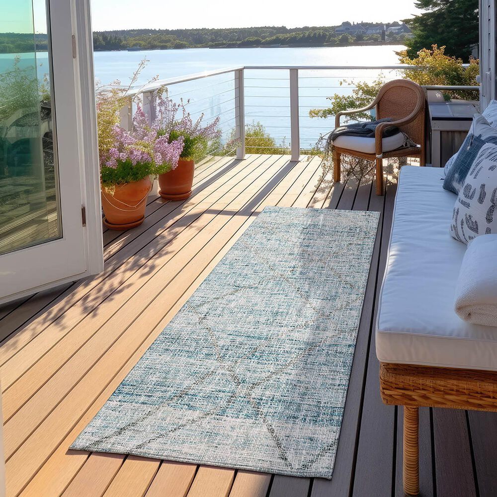 Dalyn Rug Company Portico PO1 Teal 2&#39;3&quot; x 7&#39;6&quot; Runner, , large