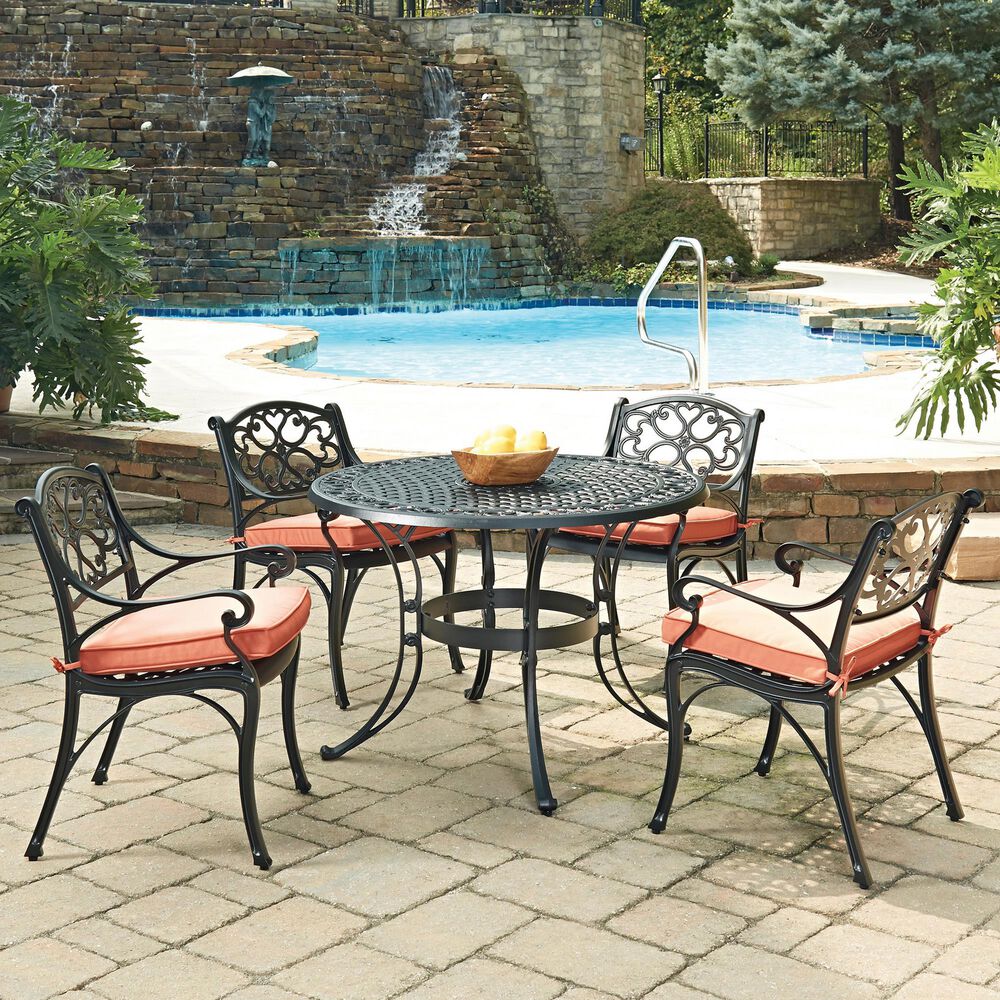Homestyles Sanibel 5-Piece 42" Dining Set with Cushions in Black, , large