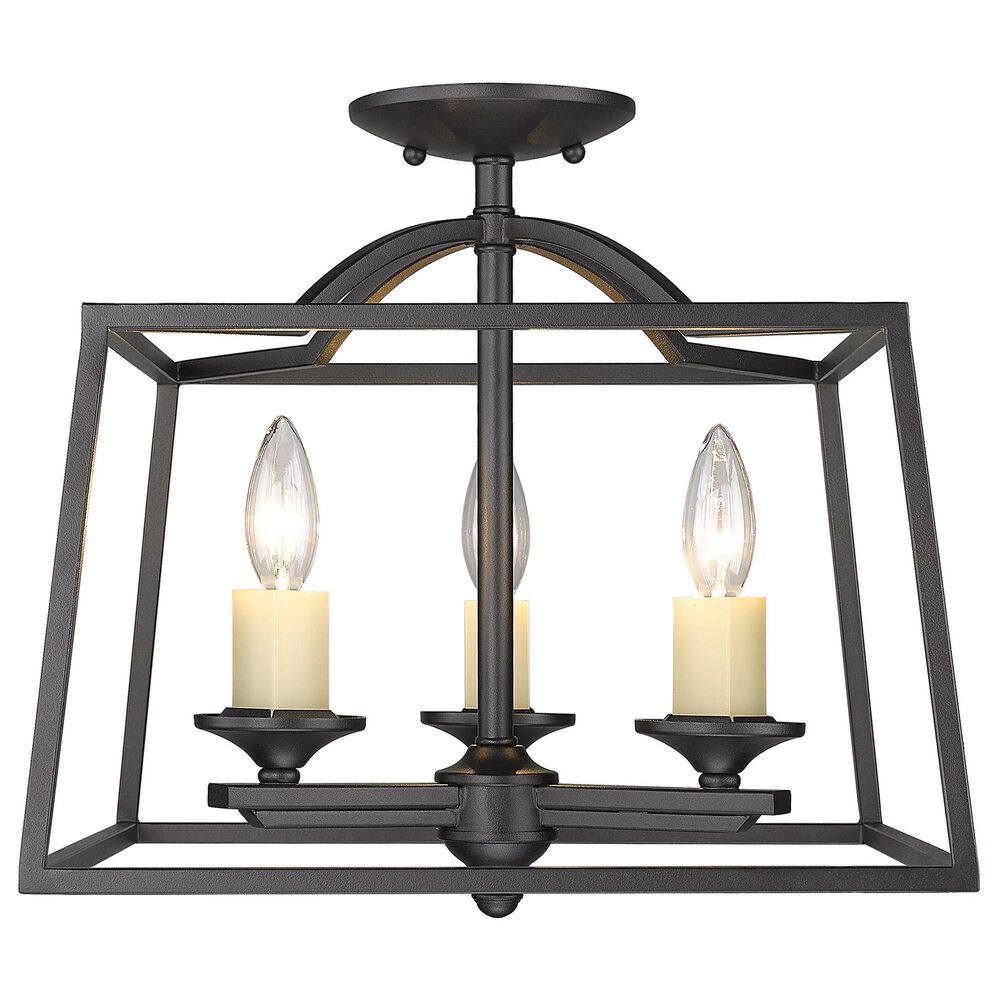 Golden Lighting Athena 3-Light Semi-Flush in Natural Black, , large
