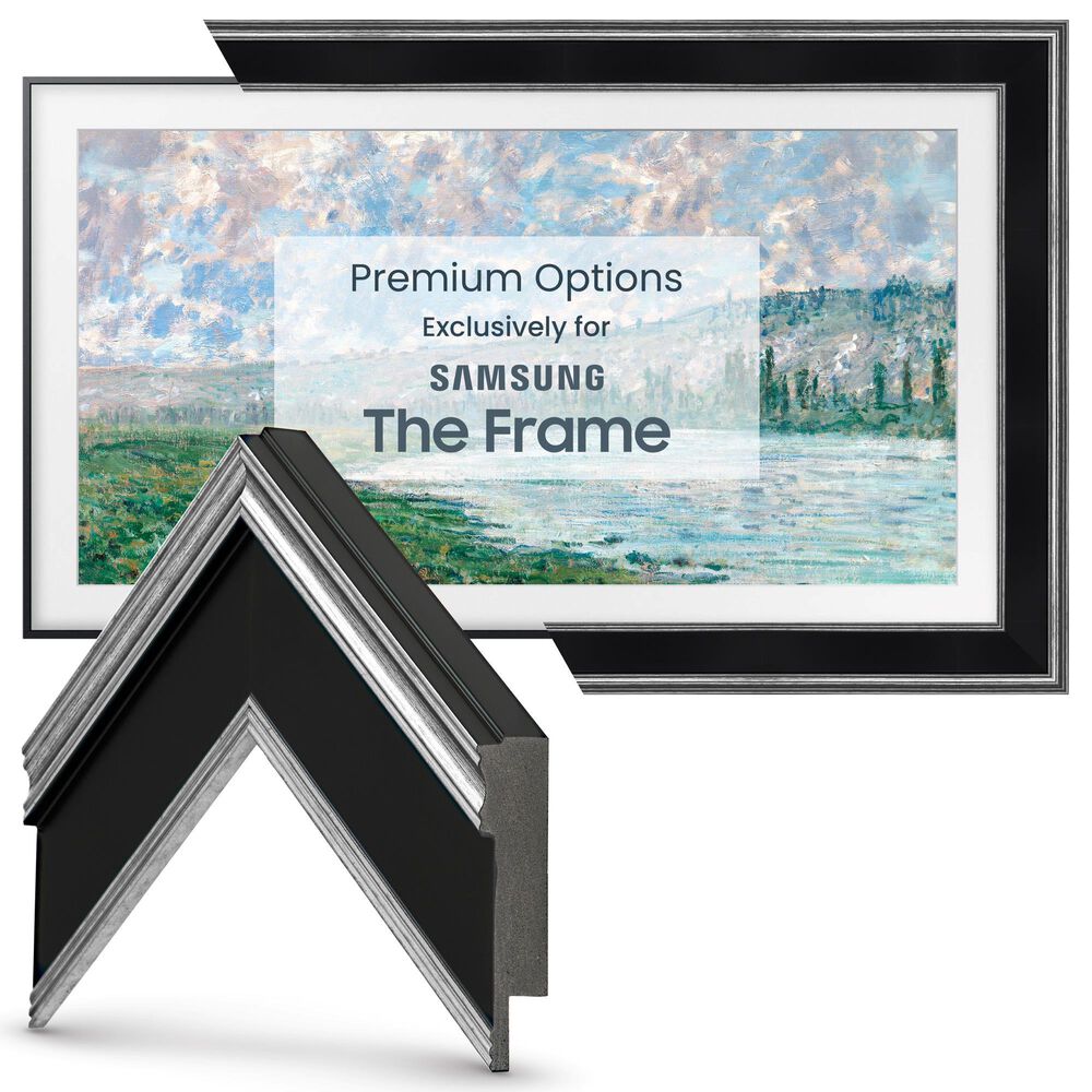Deco TV Frames Premiere 50" 50"  Premiere Bezel for Samsung the Frame TV in Antique Silver and Black, , large