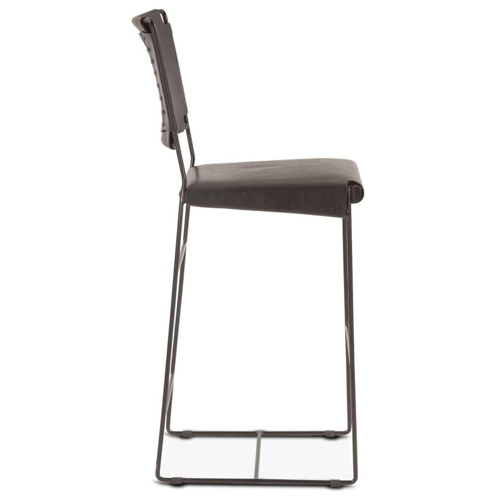 Home Trends &amp; Design New York Bar Stool in Powder Coated Black with Top Grain Leather, , large