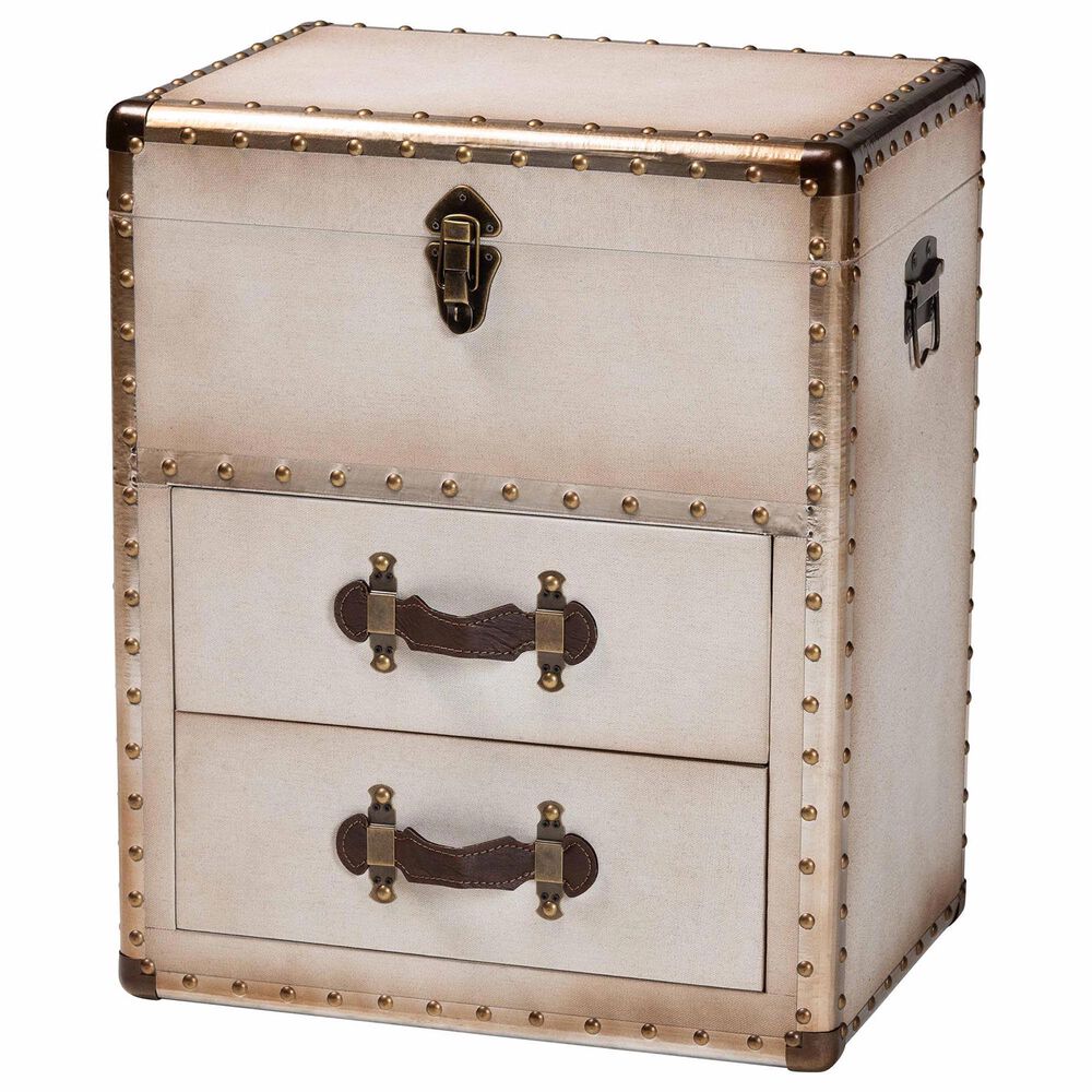 Baxton Studio Agatha 2-Drawer Storage Trunk in Beige, , large