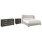 Bernhardt Geneve King Upholstered Wingback Bed with Dresser and Nightstand in Robor, , large