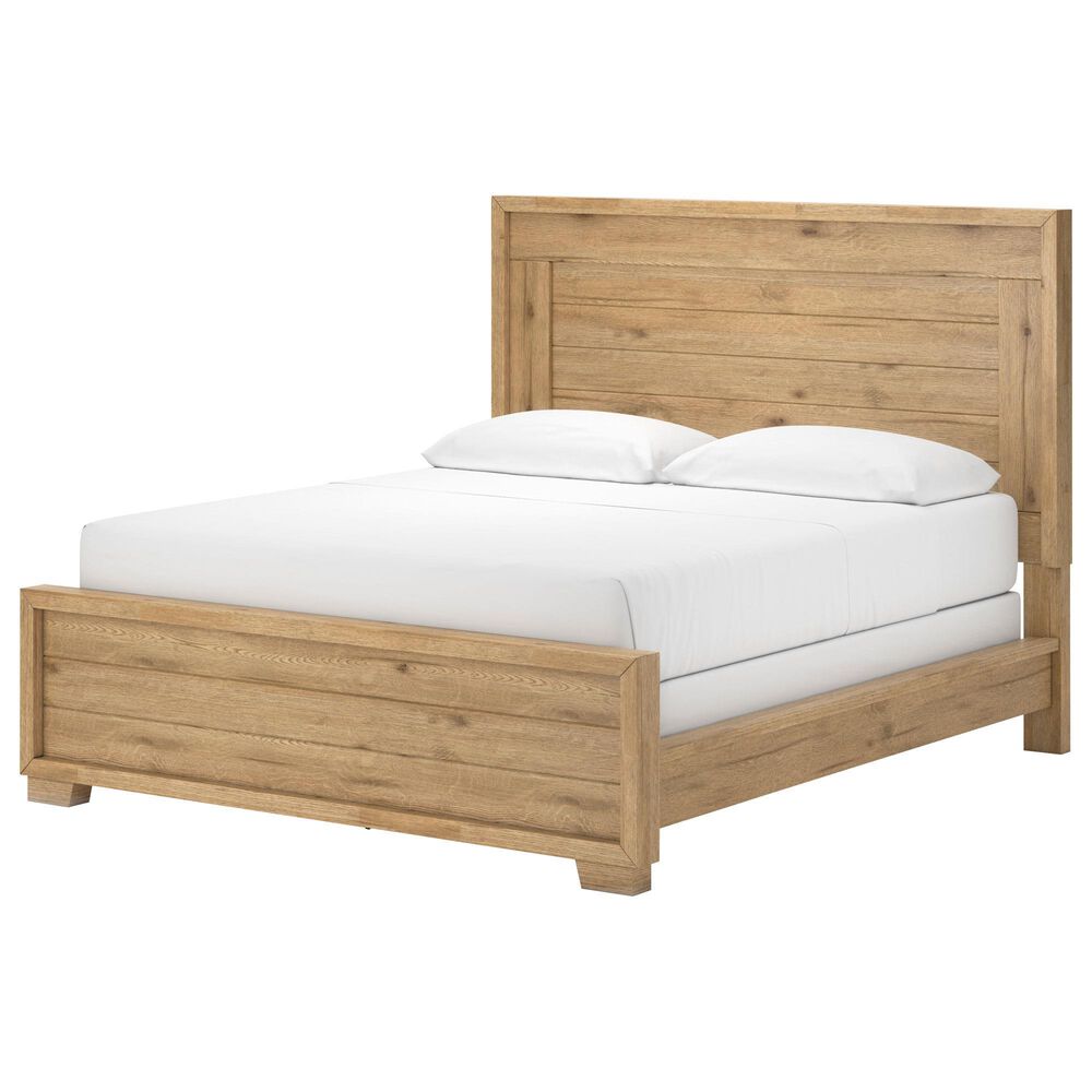 Ashley Galliden California King Panel Bed in Light Brown, , large