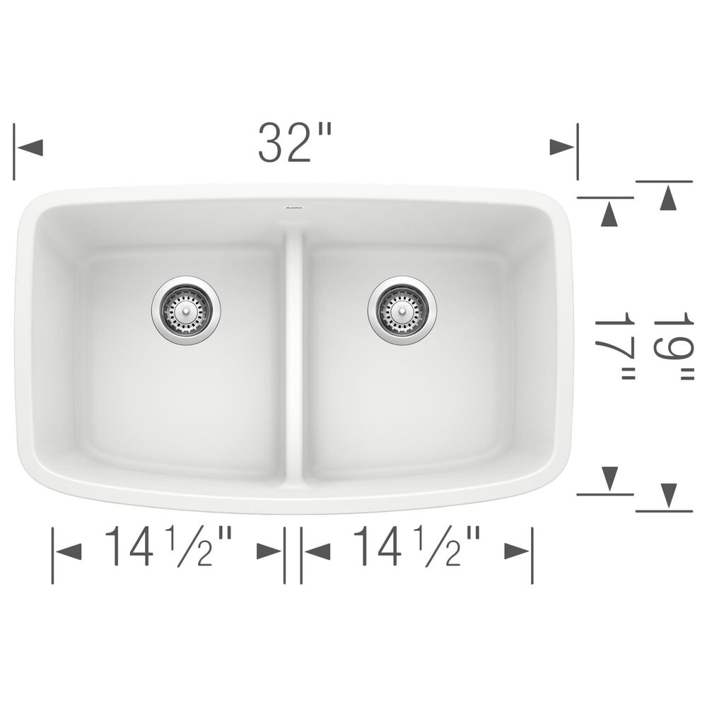 Blanco Valea 50/50 Equal Double Low Divide Sink in White, , large