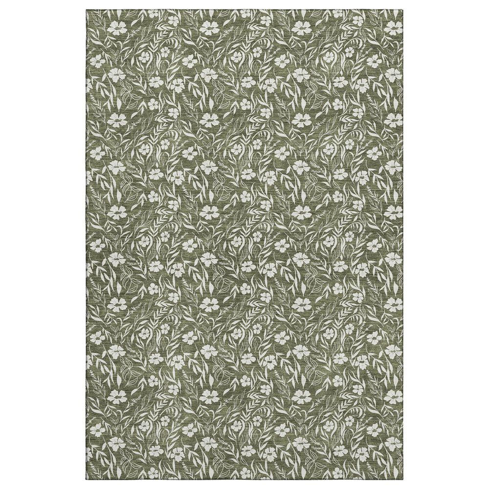 Dalyn Rug Company Soft Essentials Floral Olive 3" x 5" Indoor/Outdoor Area Rug, , large