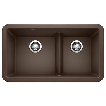 Blanco Ikon 33" Apron Double Bowl Farmhouse Sink with Low Divide in Cafe, , large