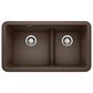 Blanco Ikon 33" Apron Double Bowl Farmhouse Sink with Low Divide in Cafe, , large