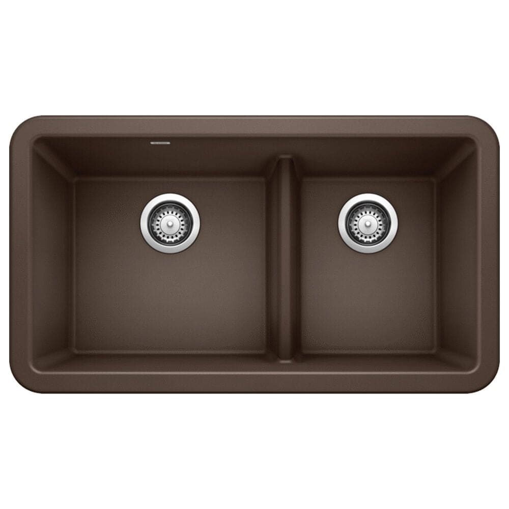 Blanco Ikon 33" Apron Double Bowl Farmhouse Sink with Low Divide in Cafe, , large