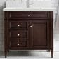 James Martin Vanities Brittany 60" Single Bathroom Vanity in Burnished Mahogany with Single Hole 3 cm White Zeus Quartz Top and Rectangular Sink, , large