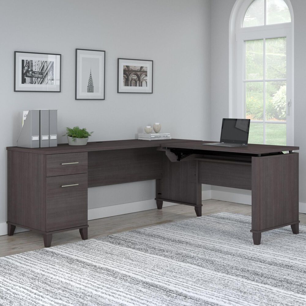 Bush Somerset 72" 3-Position Sit to Stand L-Shaped Desk in Storm Gray, , large
