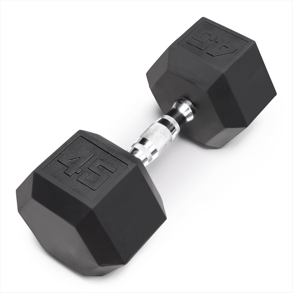 Impex, Inc 45 Lb Rubber Hex Dumbbell, , large