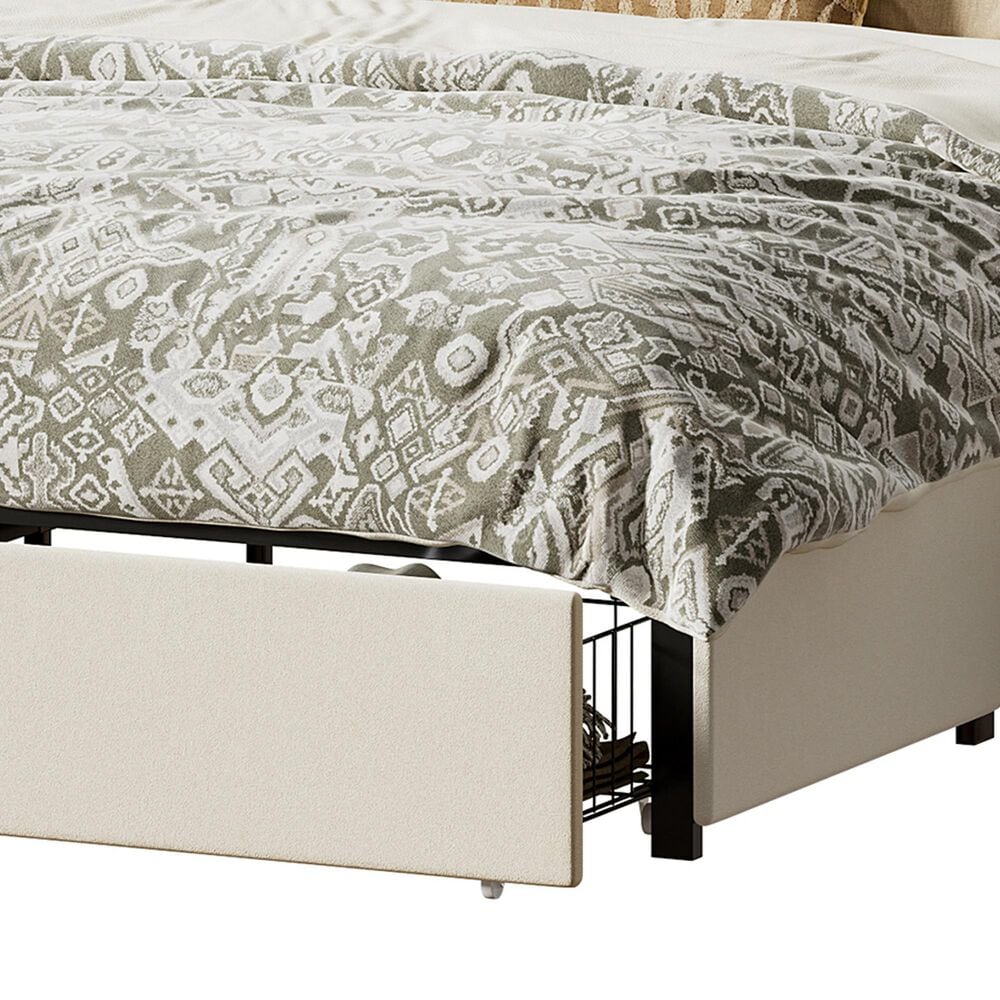 HOMLUX Queen Upholstered Platform Storage Bed in Beige, , large