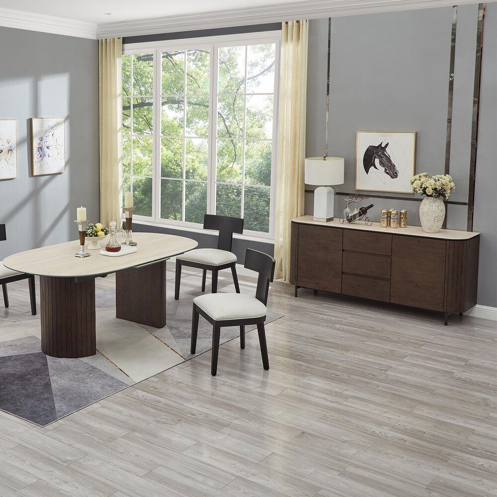 Monroe Edith-Skyler Buffet in Matte Beige and Matte Brown, , large