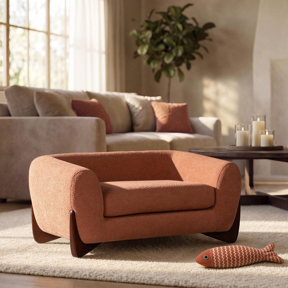 Jennifer Taylor Home Louie Alpine 36.5" Medium Sherpa Dog Sofa Bed in Spice Orange, , large