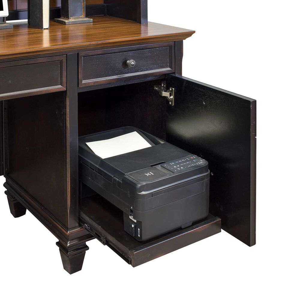 Wycliff Bay Hartford Credenza Desk with Hutch in Black and Natural Wood, , large