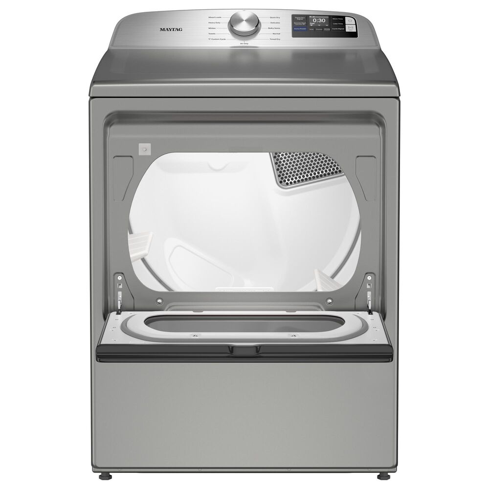 Maytag 5.3 Cu. Ft. Smart Top Load Washer and 7.4 Cu. Ft. Smart Electric Top Load Dryer Laundry Pair in Classic Silver, , large