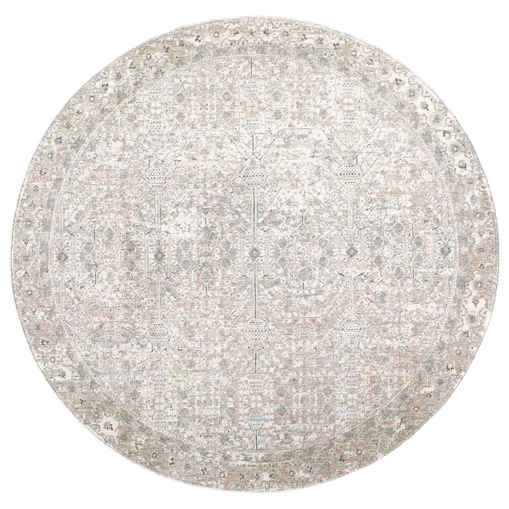 Surya Poetry Cream, Light Slate, Sage, Light Sage, Tan and Slate 5"3" Round Area Rug, , large