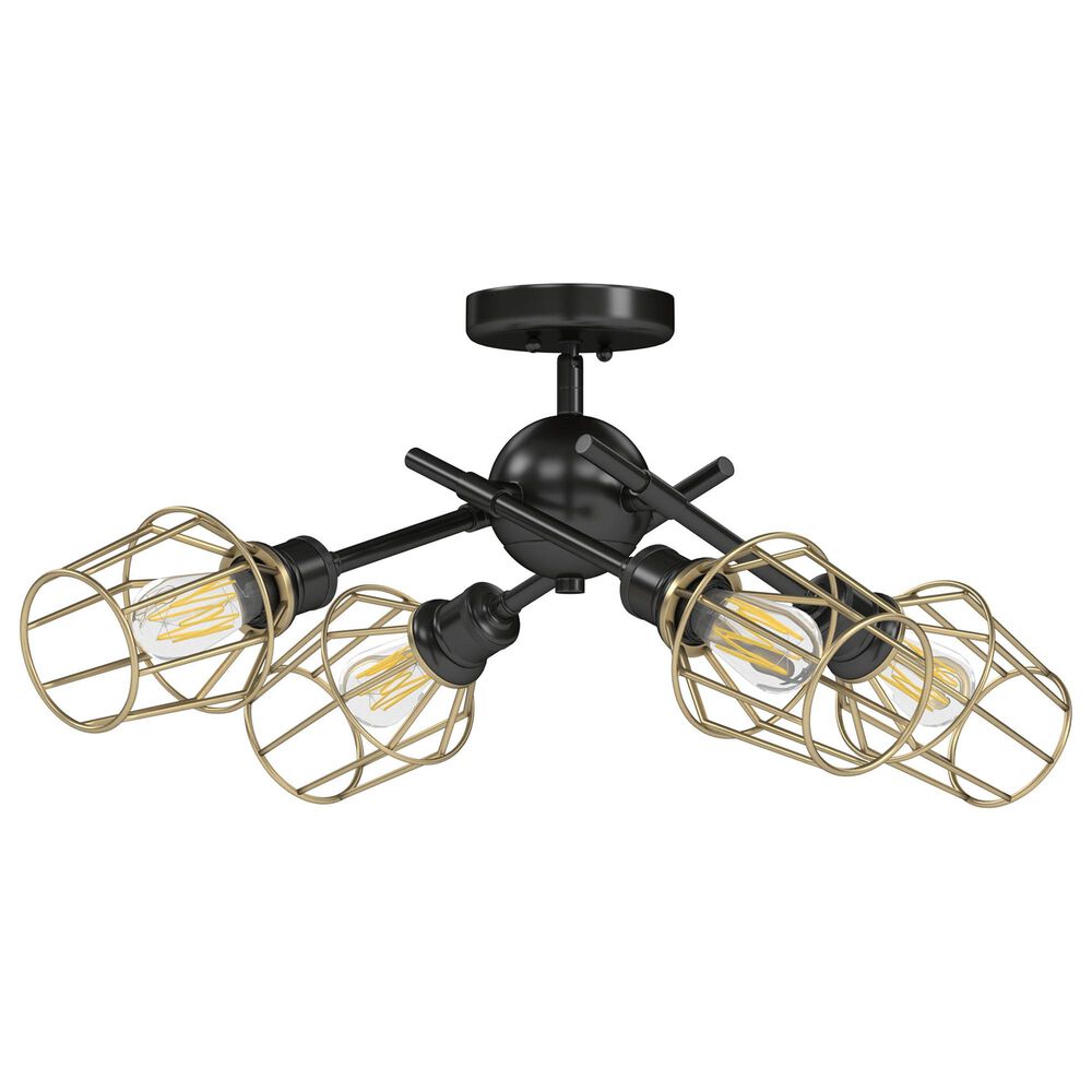 Golden Lighting Axel Semi-Flush with Olympic Gold Shades in Matte Black, , large