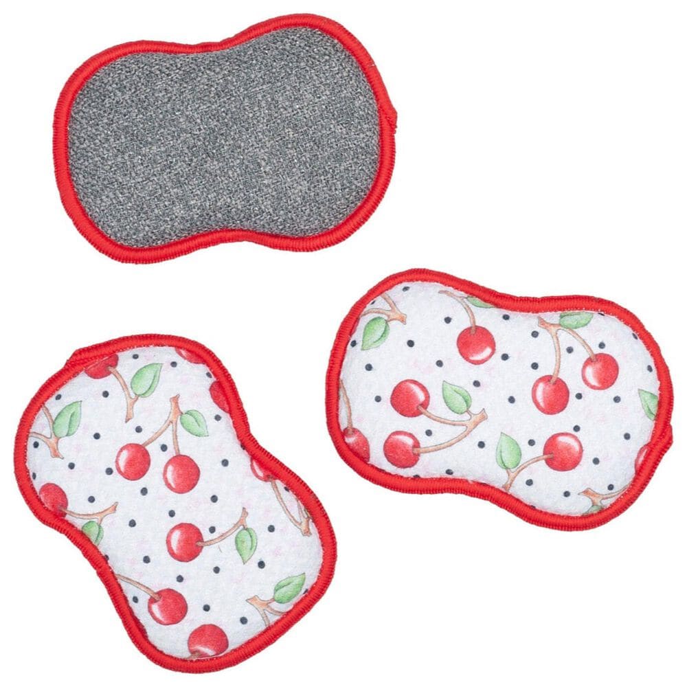 Once Again Home Cherry Harvest Reusable Sponges in Red (Set of 3), , large