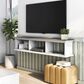 Furniture of America Moen 63" Floating TV Console in White and Vintage Gray Oak, , large