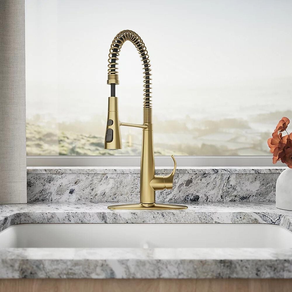 Kohler Simplice Semi-Professional Kitchen Sink Faucet in Vibrant Brushed Moderne Brass, , large