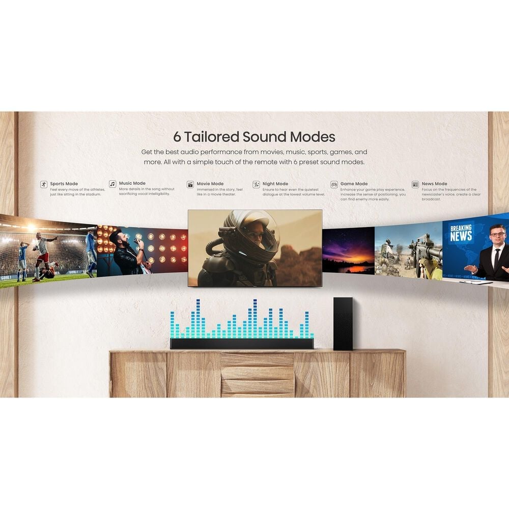 Hisense HS2100 2.1 CH Soundbar with Wireless Subwoofer, , large