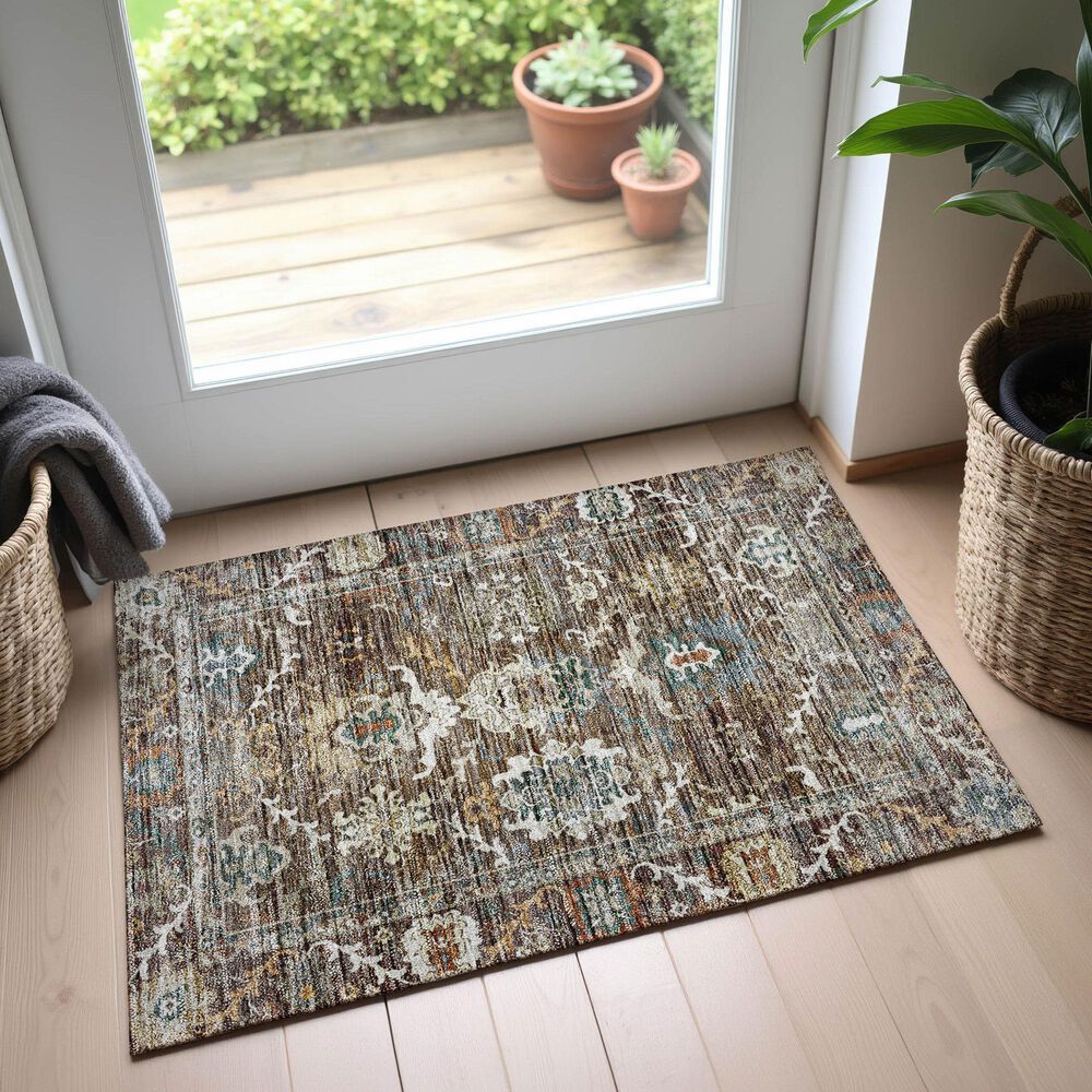 Dalyn Rug Company Silk Road Chocolate, Ivory, Gold, Copper, Blue, Teal and Mocha 2&#39;6&quot; x 3&#39;10&quot; Area Rug, , large