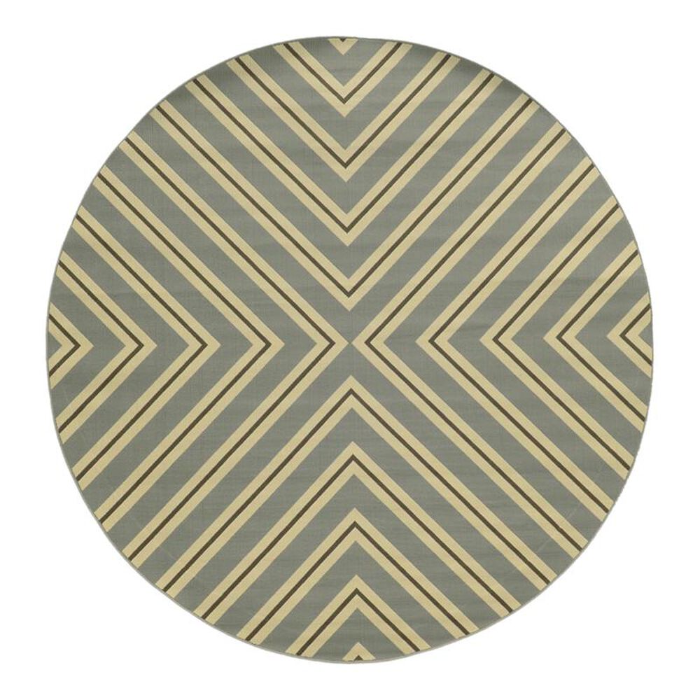 Oriental Weavers Riviera 4589 7"10" Round Grey Area Rug, , large