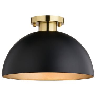 Vaxcel Devon 1-Light Semi Flush Mount in Matte Black and Satin Brass, , large