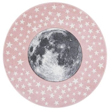 Safavieh Carousel CRK135 4" Round Pink and Grey Kids  Area Rug, , large