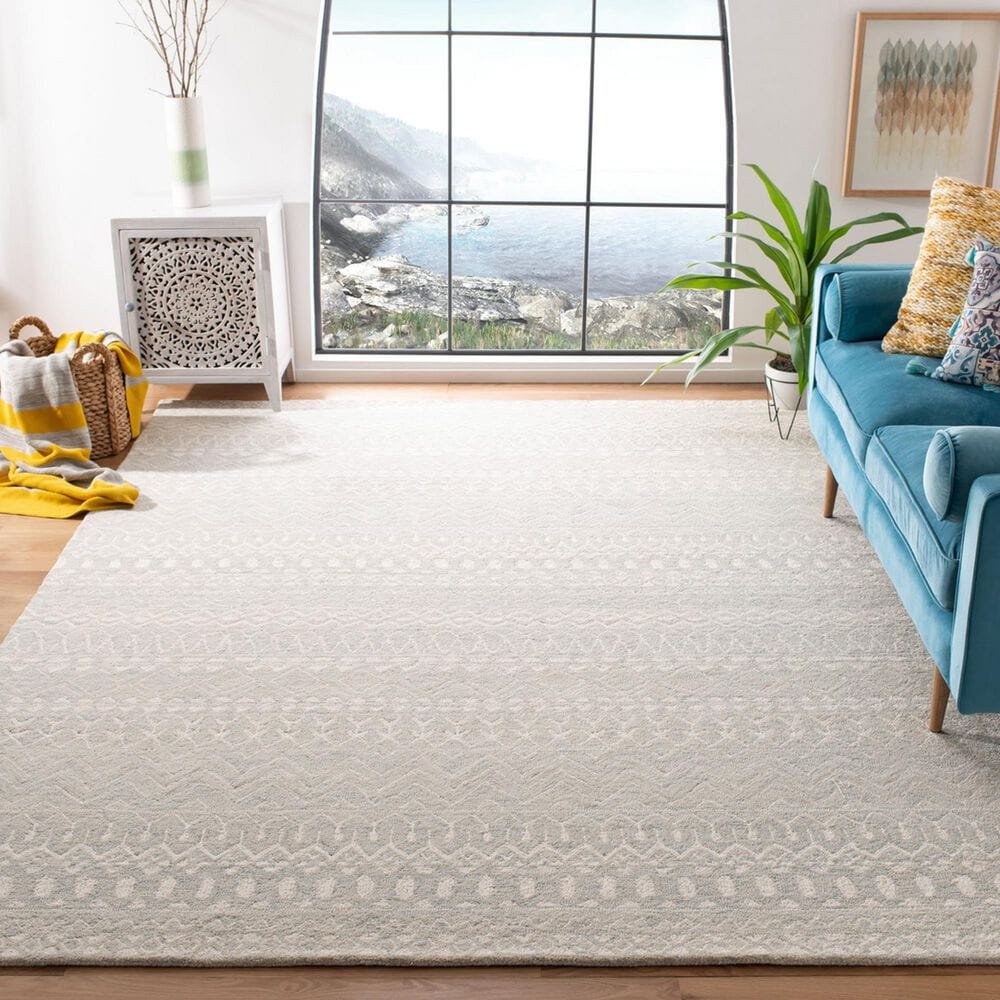 Safavieh Micro-Loop 9&#39; x 12&#39; Aqua and Ivory Area Rug, , large