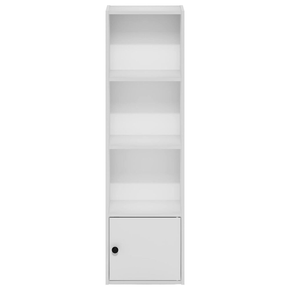 HOMLUX 4-Tier Shelf Bookcase with Door Storage Cabinet in White, , large